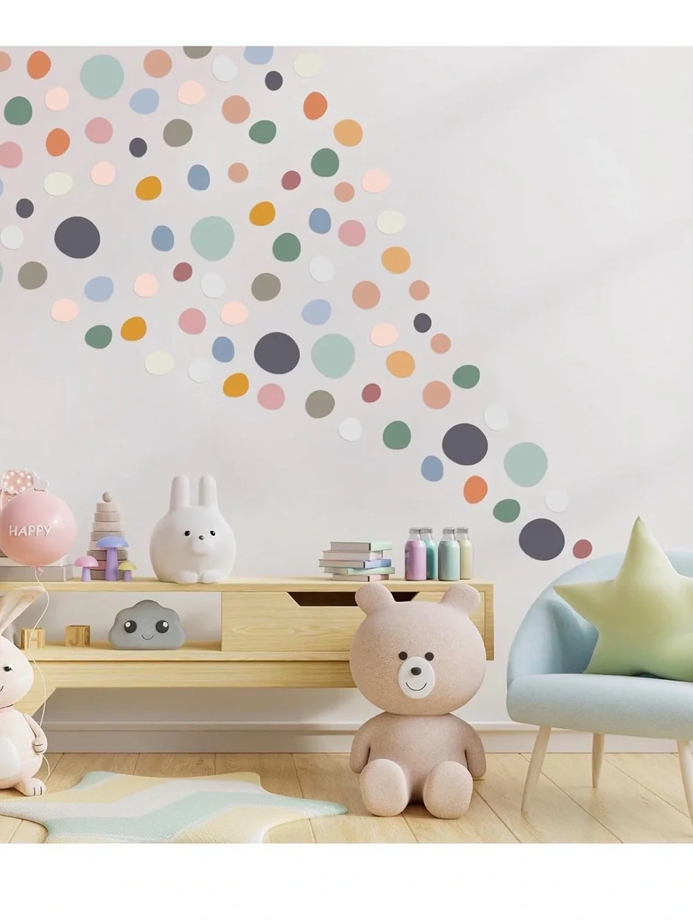 Amazon Pastel Polka Dot Wall Decals in Mint, Peach & Blue